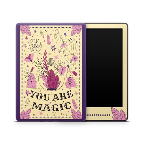 ZOOMHITSKINS Kindle Skin Compatible with Kindle Paperwhite Gen 12 (2024), Esoterism You are Magic Purple Beige Crystal Mystical, Easy Bubble-Free 3M Vinyl Skin Decal Accessories, Made in The USA