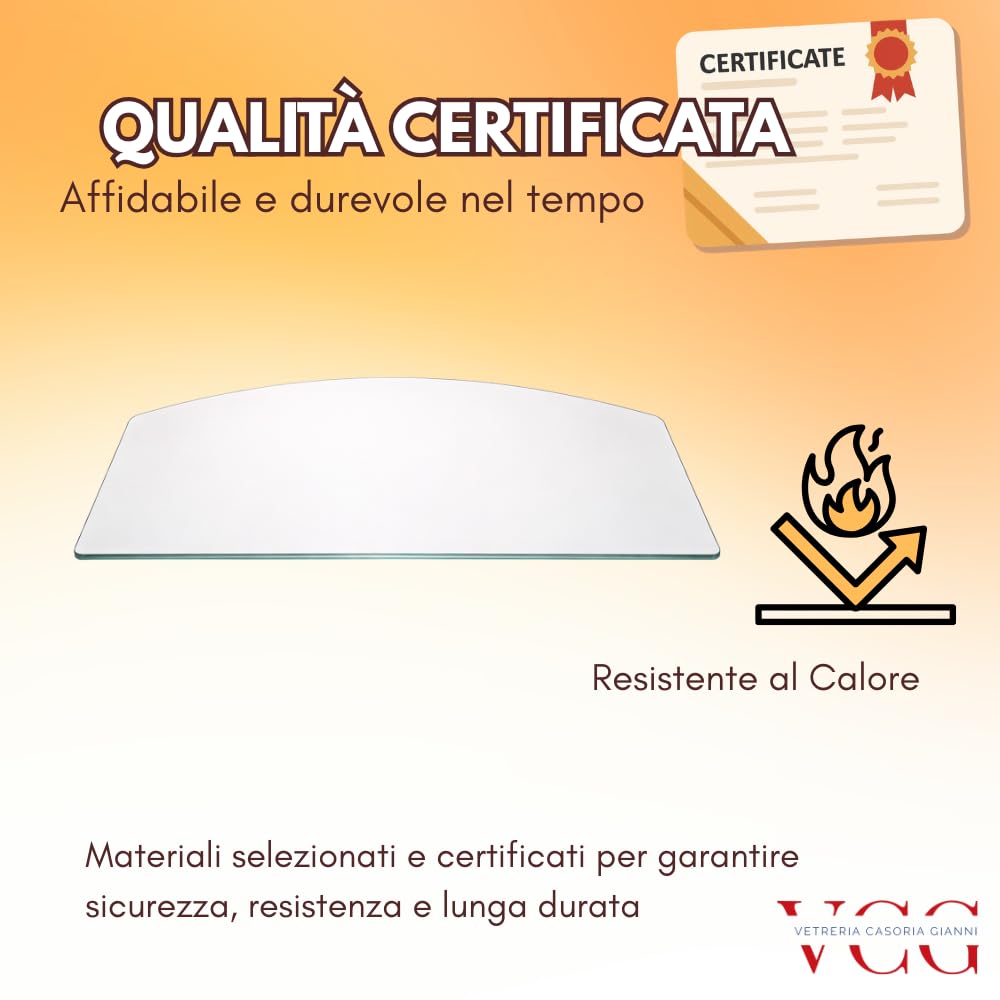 Vetro Ceramico Sagomato Universale 47,6x31,7 cm 4mm Compatibile La Nordica Extraflame Isotta e Dal Zotto Clara | Ricambio Vetro Stufa Resistente 760° Camino Stufa a Pellet Certificato