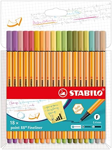 Fineliner - STABILO point 88 - Wallet of 10 - Assorted Office Colours Black/Blue/Red/Green