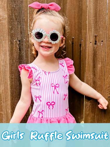 Image of Vieille Toddler Little Girls One Piece Swimsuits Ruffles Bathing Suits Mermaid Dinosaur Swimwear 2-7T