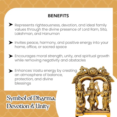 Image of Ekhasa 100% Pure Brass Ram Darbar Idol with Gift Box | Ram Sita Laxman Hanuman Murti Shree Ram Parivar Statue for Home Pooja Mandir | Religious Housewarming Grah Pravesh Wedding Gift