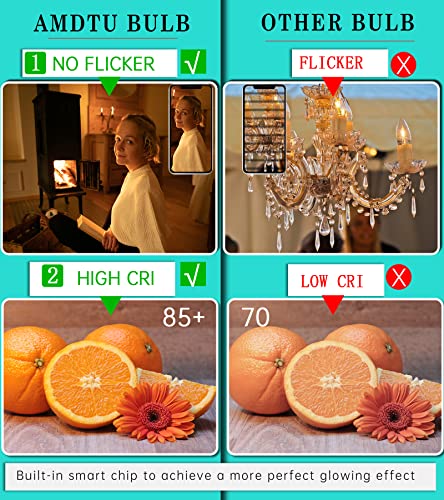 Amdtu E12 Led Bulb 40W Warm White 2700K, Chandelier Light Bulbs 40 Watt Frosted, 4W T6 T25 Tubular Candle Light Bulb, E12 Candelabra Bulb 40 Watt Equivalent Dimmable Led, 6 Pack #TOP6