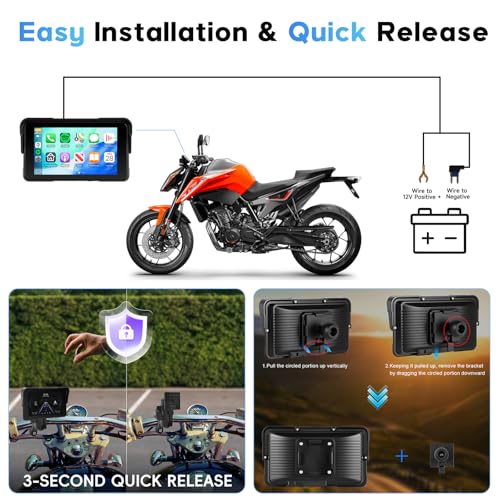 Image of 5-Inch Motorcycle CarPlay Screen Wireless Android Auto for Moto with GPS Navigation for Motorbike Bluetooth Voice Control Portable Moto Car Play Screen
