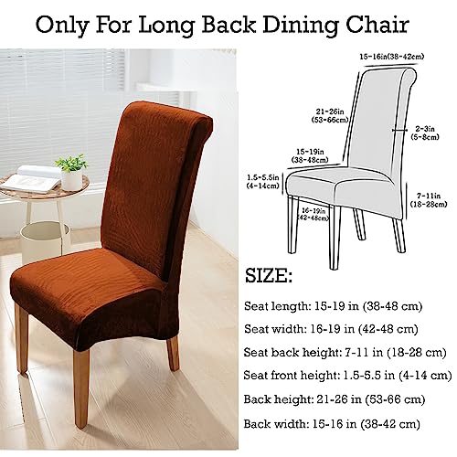Image of HOKIPO Velvet Chair Covers for Long Back Dining Chair, Set of 2, Rustic Brown (AR-4760-RBR*2)