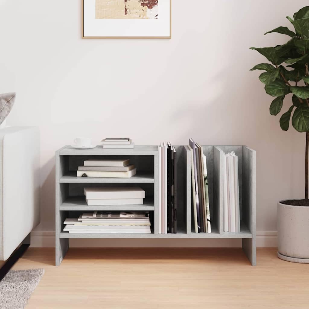 Armadio per dischi in vinile, grigio cemento, 78,5 x 35 x 45 cm, moderno scaffale per LP in legno con 6 scomparti, elegante portariviste e porta dischi per il soggiorno