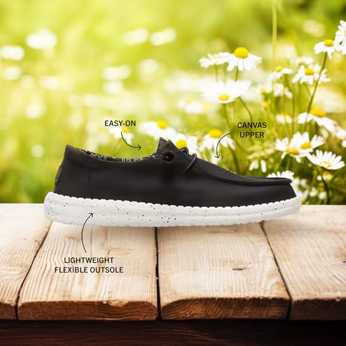 Image of HEYDUDE Wendy Stretch Canvas Slip On Shoes, Black Odyssey Size 12