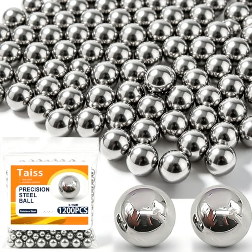 Image of Taiss 1200PCS 2.5mm 304 Stainless Steel Precision Balls,Precision Steel Ball Assortment Kit,Metal Balls