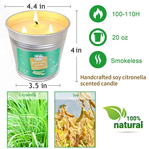2 Packs Large Citronella Candles Outdoor Indoor, 110 Hours Burn 20 Oz 3-Wick Scented Candles, Soy Wax Fly Candle For Home Garden Patio Yard Camping Balcony Travel #TOP1
