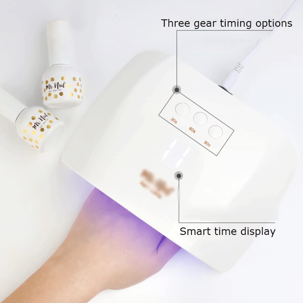 Nagellampe UV-LED. Nagellampe 48W Infrarotinduktionsnagellicht LCD Display Nageltrockner hochwertige kleine quadratische Lampe Spezial for Nagel-Salon Schnelles Trocknen (Color : White)