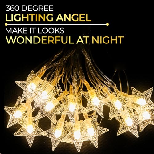 Image of Lexton Fairy 14 Star Shape LED String Light | Icicle Lights, 14 LED, Plug Sourced, 4 Meter Long | Suitable for Diwali, Birthday, Festival, Wedding, Lawn, Restaurants(Pack of 1, Warm White)
