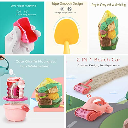 image for ISKYDRAW 27pcs Kids Beach Sand Toys Set with Pop Up Play Tent, Colorfu