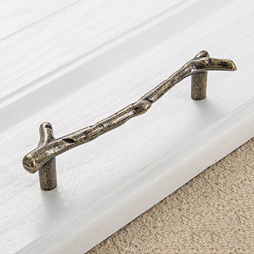 KAK Fashion Tree Branch Furniture Handle 96mm 128mm Black Silver Bronze Kitchen Cabinet Handles Drawer Knobs Door Pulls Hardware,Bronze 96mm