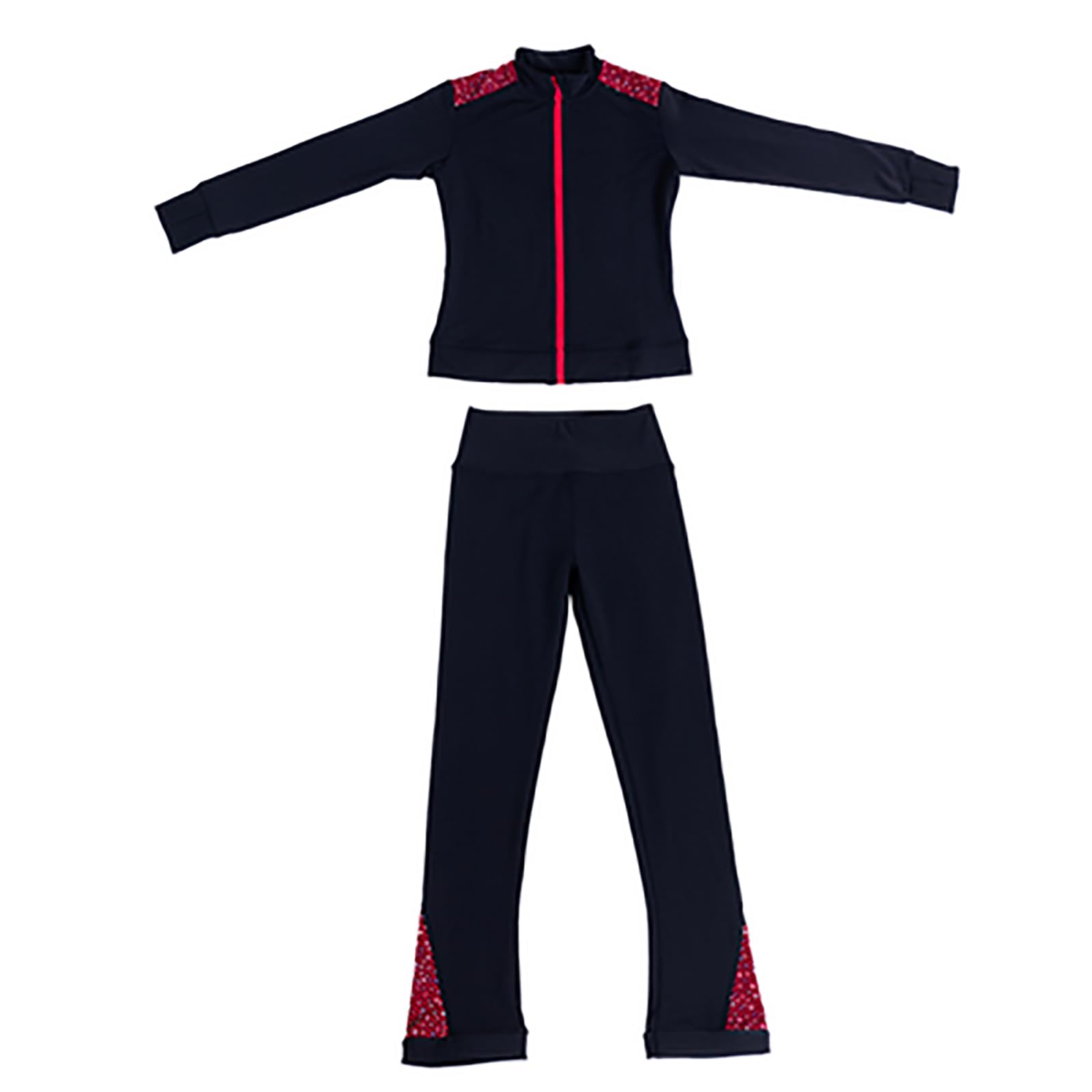 Chaqueta de Patinaje Artístico con Pantalones Conjunto de Chaqueta y Pantalón de Patinaje Artístico para Mujer con Pedrería(Size:L,Color:B)