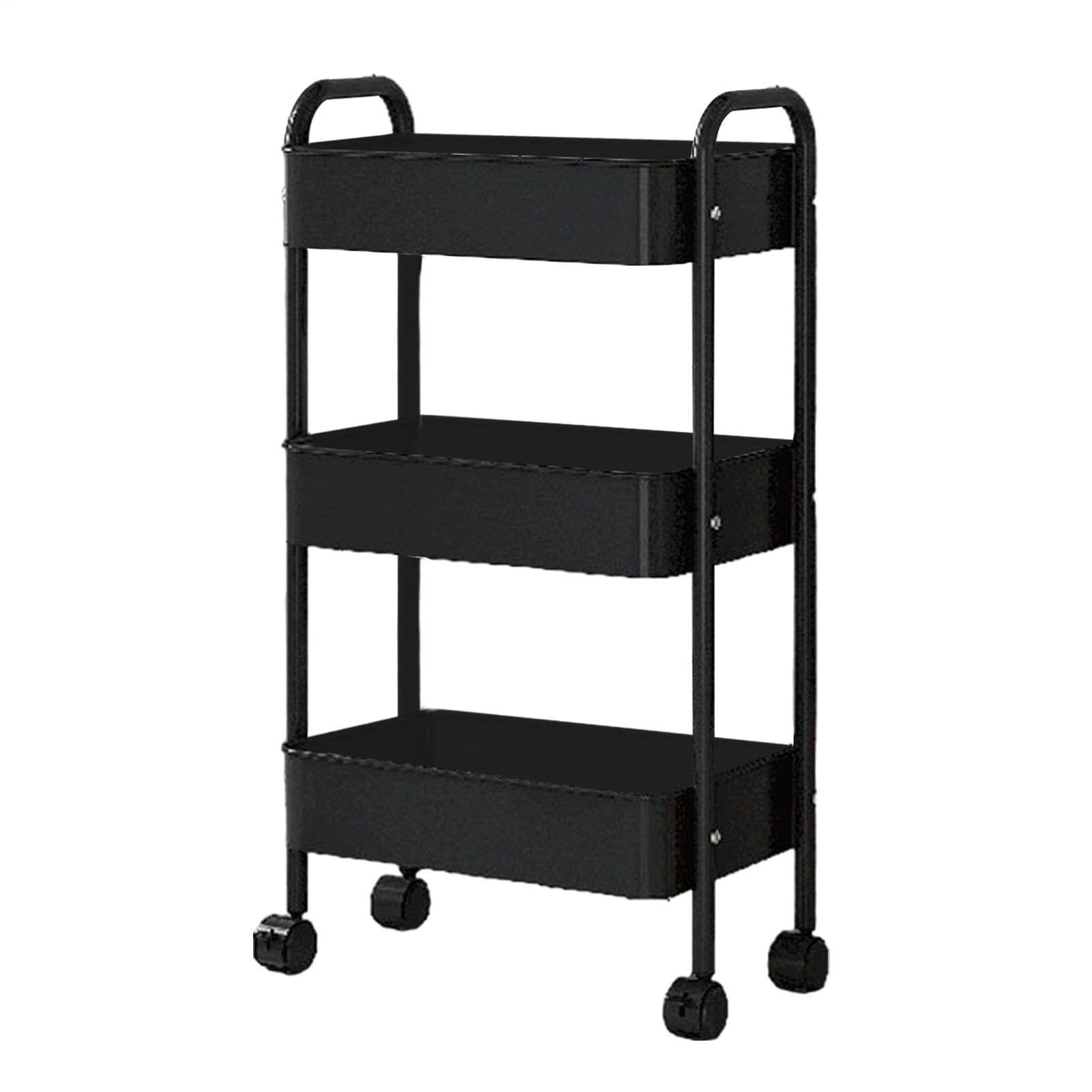 Carrello con ruote, grande capacità, 3 , con | Carrello da cucina multifunzionale a tre livelli, con ruote, mobile e grande capacità, per cucina,