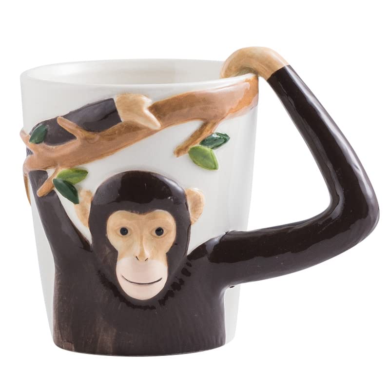 ZPPLD 3D Monkey Mug,Funny Monkey Cup,Coffee Mug,400ml Ceramics Coffee Cup,Stoneware Coffee Mugs,Tea Mugs,Porcelain Coffee Mug,Cappuccino Cups for Cappuccino, Latte, Hot Cocoa Or Hot Tea