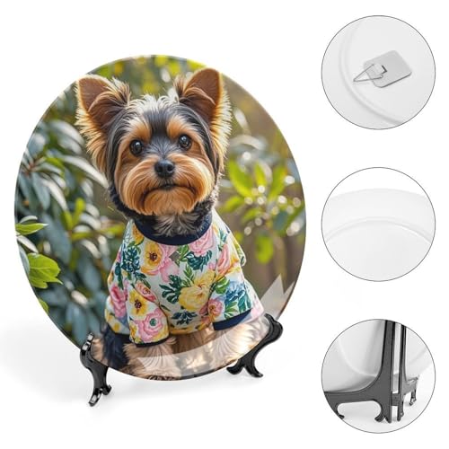 Plato decorativo Yorkie Floral Bone China 6 pulgadas miniatura 4