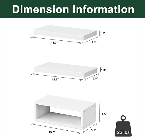 Miniatura 2 de UEE Juego de 3 estantes flotantes, estantes de baño modernos sobre el inodoro con estante de almacenamiento de papel, estantes montados en la pared