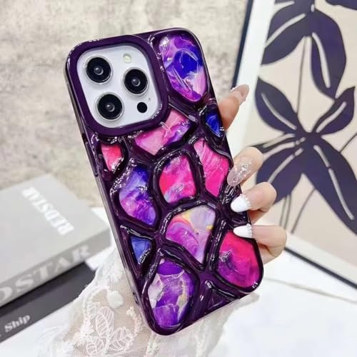 Image of COVERLY for iPhone 14 Plus 3D Diamond Cut Glitter Stone Case,Full Protective Luxury Splash Bling Back Case Pastel Rainbow Design Style Fashion Aesthetic Cover for Apple iPhone 14 Plus (Purple)