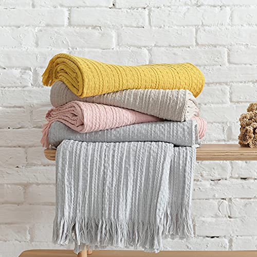 100% Cotton King Size Bed Blanket, Waffle Woven Pale Pink Thin Decorative Blanket With Fringe, Rustic Pre-Washed Soft, Light Weight Blanket For Couch,Bedroom, Farmhouse Boho Blanket, 104”X90” #TOP5