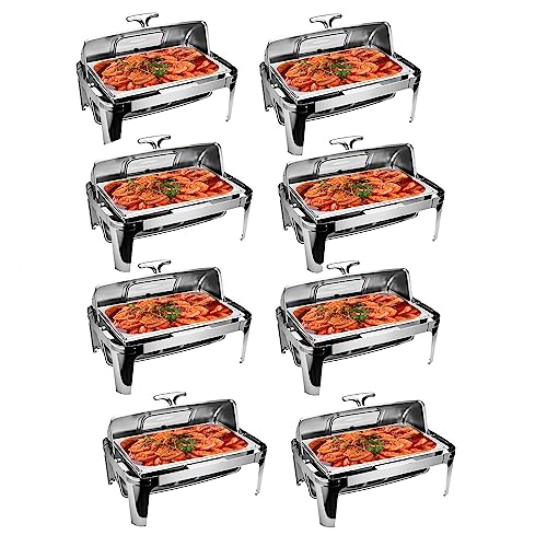 Juego de platos de buffet comercial con bandeja de agua, bandeja de alimentos, soporte de combustible y tapa para catering y servicio de buffet rodante