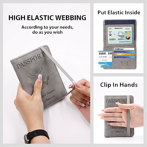 Image of Melsbrinna RFID Passport Holder for Travel, Unisex Adults, Grey, PU Leather, RFID Protected, Passport Cover