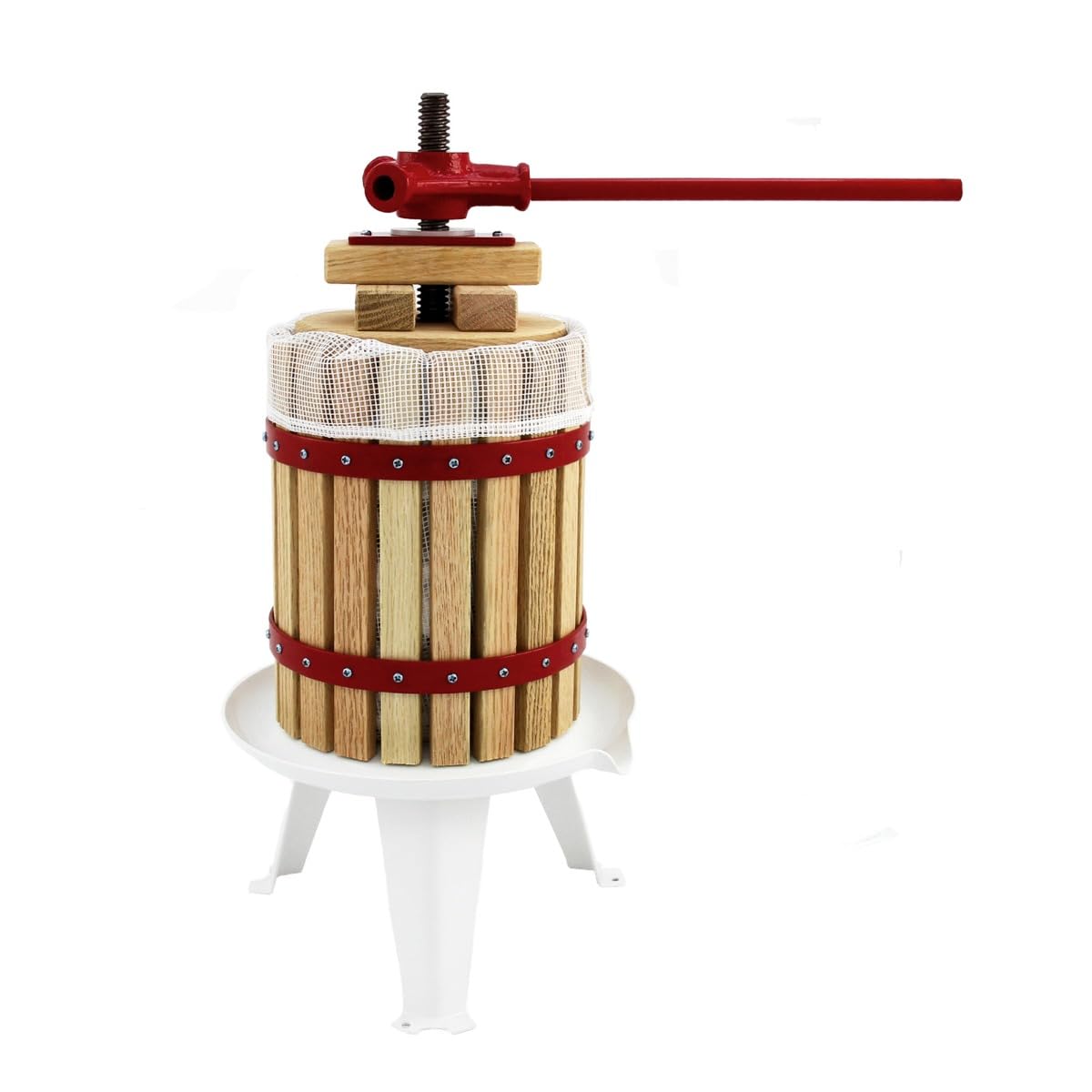 Fruit Press 12 Litre Solid Oak & Steel Construction Traditional Manual Spindle Operation Massive Capacity Includes 3 FREE Straining Bags for Smooth Juices Cider Wine and More Ideal for Home Use