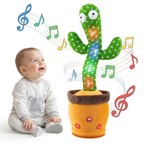 Image of Ayeboovi Dancing Talking Cactus Baby Toys Interactive Toy Repeating Records What You Say Volume Adjustable Singing Cactus Toddler Games with 120 Songs Easter Basket Stuffers for Kids