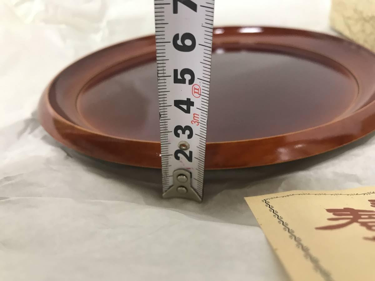 ♦︎【未使用❤️飛騨春慶塗】高級漆器　丸盆　トレイ　縁高　直径31cm ♦︎ 飛騨 春慶塗 楕円盆 高級木製漆器 お盆 長盆 トレイ です