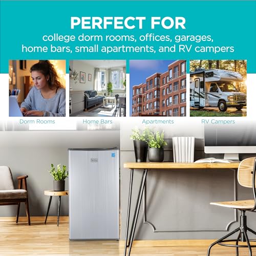 BLACK+DECKER 3.2 Cu. Ft. Compact Refrigerator, ENERGY STAR Small Refrigerator, Single Door Mini Fridge with Chiller Compartment, Personal Fridge for Home or Dorm Room, BCRK32V, Stainless Look on Fridge.com