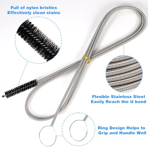 Image of Ixiaoyoo 11 Pcs Cleaning Brushes Set, 8 Inch + 60 Inch Cleaner Brushes | Black Nylon Brushes Kit for Bottles, Tumbler, Sippy Cups, Pet Waterers, Drinking Straws, Pipes, Sink Drain, Fish Tank, Hose