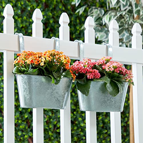 Juvale 2 Pack Large Galvanized Hanging Bucket Planter Pots For Railing, Fence, Indoors And Outdoors (5 X 4.5 X 10 In) #TOP1