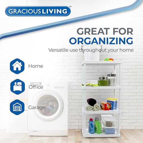 Gracious Living Knect-A-Shelf 4-Shelf Plastic Storage Unit & Rack, White - image 4
