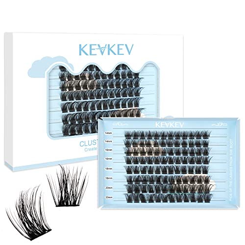 Lash Clusters 96 Pcs Cluster Lashes Eyelash Clusters DIY Cluster Eyelash Extensions Individual Lashes Thin Band & Soft(Cloudy,D-14-20mix)
