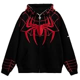 ZENMANCHEN Spiderman Jacket Spider Hoodie Y2K Hoodies Zip Up Spiderman Suit Adult Graphic Spider Man Aesthetic Streetwear (US, Alpha, Medium, Regular, Regular, 5-Black)