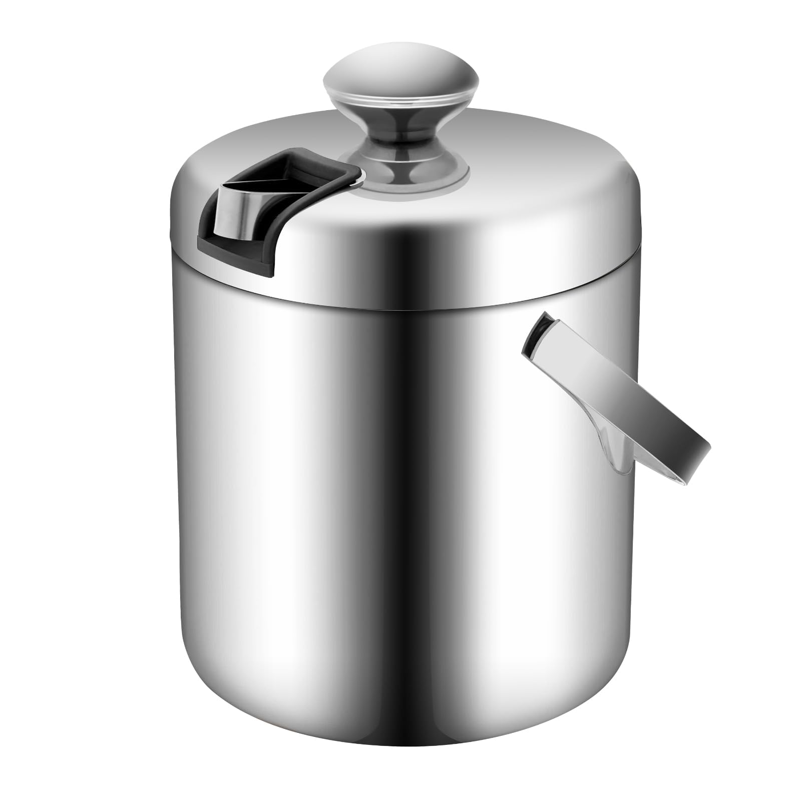 Eiskübel 1.3L, Edelstahl Eiswürfelkühler mit Luftdichtem Deckel Sieb und Eiszange, Doppelwandig Isoliert Eisbehälter für Eiswürfel, Edelstahl Eiseimer für Sekt, Cocktailbar, Parties & Outdoor