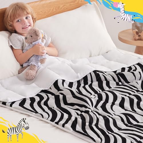 anfie Weighted Blanket Kids (36"x48" 5lbs) Weighted Blanket Cooling Blanket for Sleeping,Throw Size Breathable Blanket with Premium Glass Bead(White Zebra)