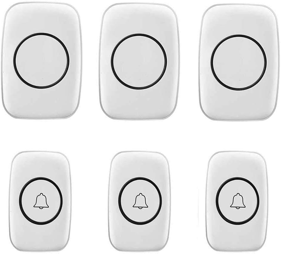 Wireless Doorbell Waterproof, 3 Transmitters 3 Receivers Doorbell Plug in Wireless 36 Music Melody and Led Flash 300M Ultra Long Range,White,Black,Black