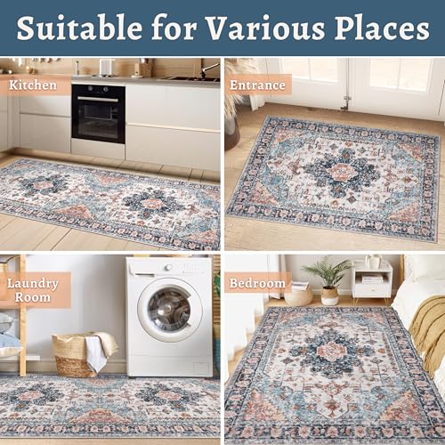 Image of Tangsoo 2x6 Washable Runner Rugs for Hallway, Non Slip Vintage Rug Runners