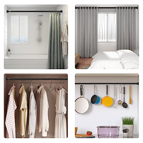 Matte Black Shower Curtain Rod No Drill, 28-48 Inch Spring Tension Adjustable Never Rust, Stainless Steel Heavy Duty For Shower Stall/Closet/Windows/Bathroom No Drilling, With Holder #TOP6