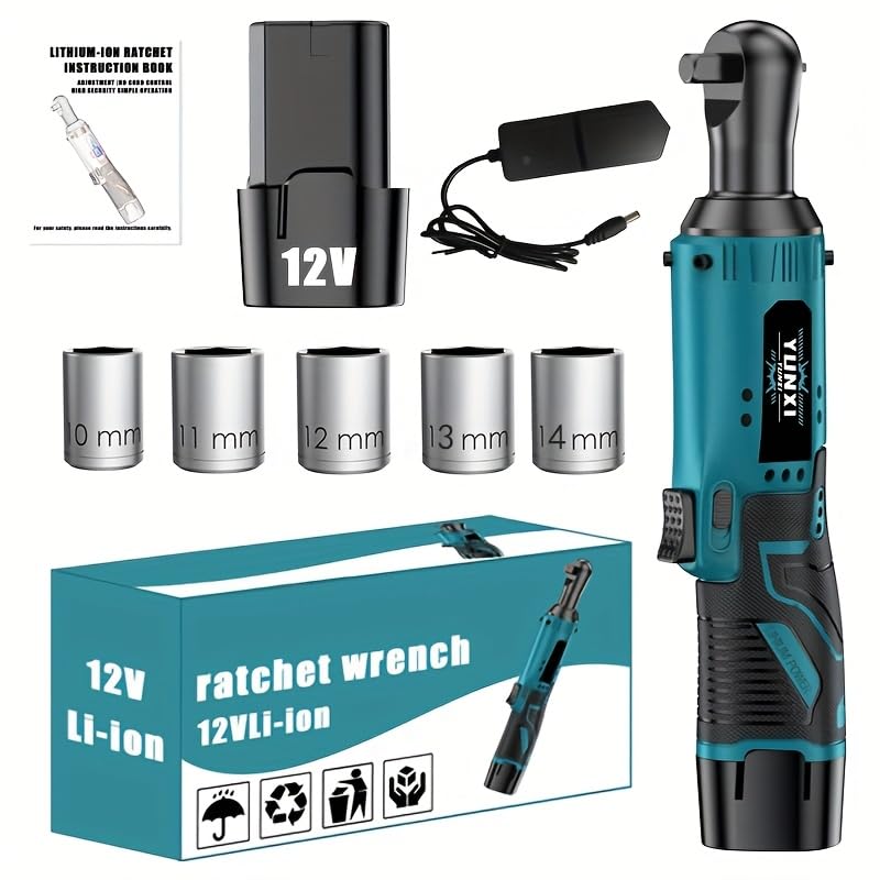 Wireless electric ratchet wrench set, brushless electric ratchet wrench, suitable for home and car repairs, a holiday gift for men, optional. (battery * 1)