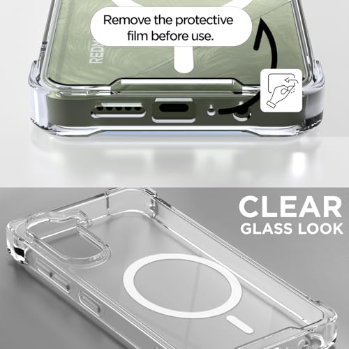 Image of Amazon Basics Back Cover for Redmi A7 Pro /Poco C85x 5G Mag-Safe Shockproof PC + TPU Protective Case Magnetic Support Bumper Case (Transparent Mag-Safe)