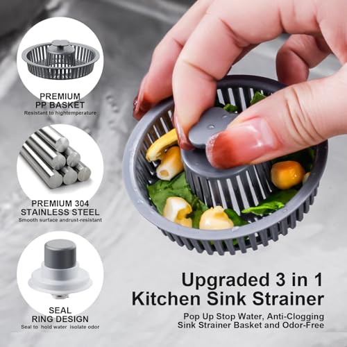Colador y Tapón para Fregadero de Cocina 3 en 1 Acero Inoxidable miniatura 2
