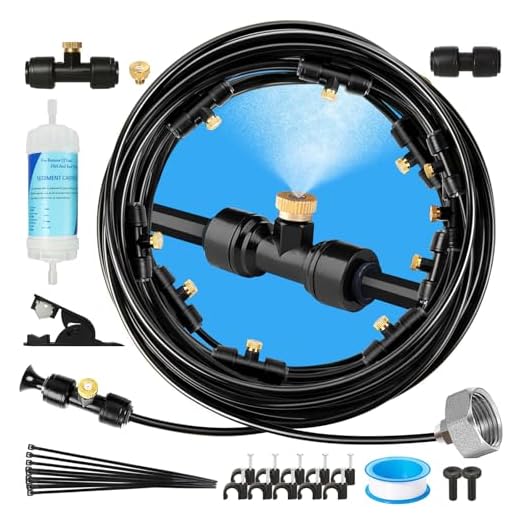Joyhalo Misters for Outside Patio, Garden Misting System for Cooling Outdoor,26FT Misting Line,10 Mist Nozzles,Water Filter,Brass Adapter(3/4"), Outdoor Misters for Patio,Garden,Greenhouse