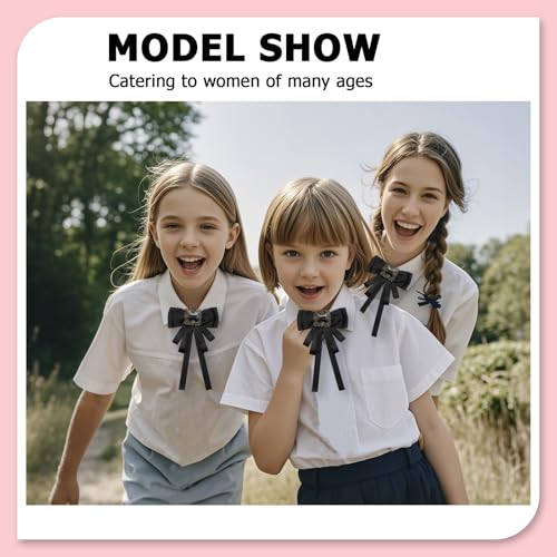 Bow Tie for Women, Womens Bow Tie Rhinestone Adjustable Pre-Tied Bowtie Solid Color Bowtie for Party Prom School3