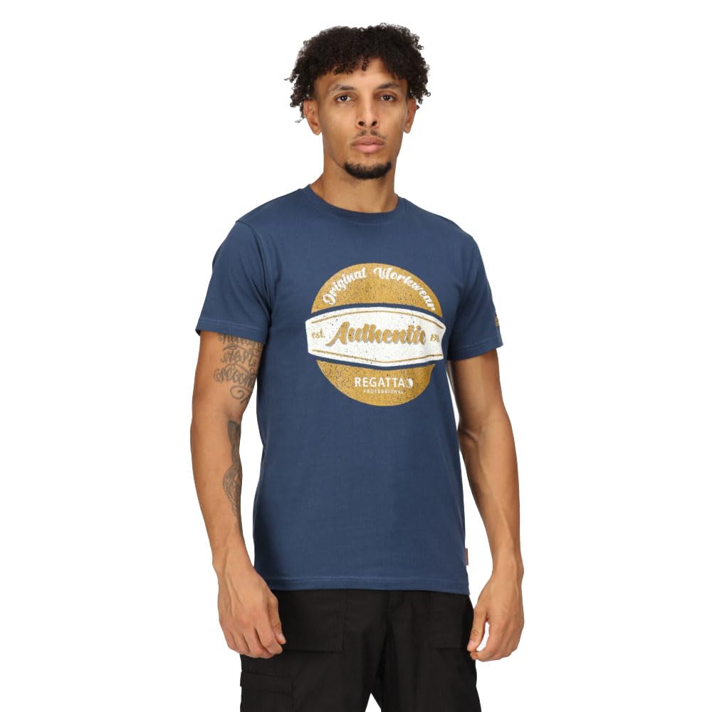 Regatta Mens Original Cotton T Shirt, Lightweight & Breathable Base Layer - Perfect Outdoors & Lounging Dark Denim