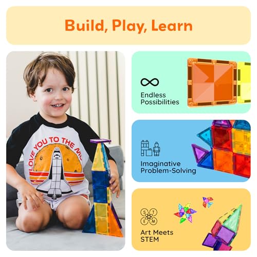 Image of PicassoTiles 30 PCs Magnetic Tiles Travel Size Mini Version Building Block Construction Set for Kids Great Gift Ages 3+ Boys & Girls Preschool Kindergarten Montessori Playing Toys Stacking Fun PTM30