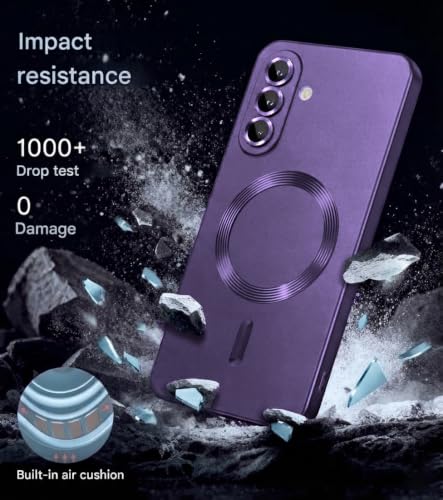 Image of DIZORO Samsung A37 Case, Compatible with Mag Safe Back Cover, Matte Luxury Metallic Luster Flexible TPU Wireless Charging Shockproof Case with Camera Protector Lens (Deep)