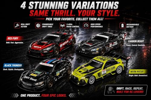 Image of 1:16 RC Drift Car with 2.4GHz Remote Control | High Speed Racing with Drift Tires | Rechargeable Remote Control Sports | Indoor & Outdoor RC Toy for Racing Enthusiasts