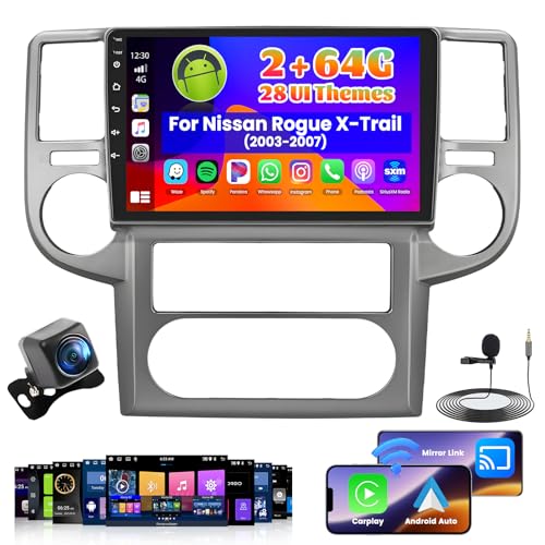 Roinvou 2+64G Radio for Nissan Rogue X-Trail 2003 2004 2005 2006 2007 Android 13 Car Stereo Wireless Carplay, 10.1 inch Touch Screen for Nissan Rogue Android Auto + Backup Camera