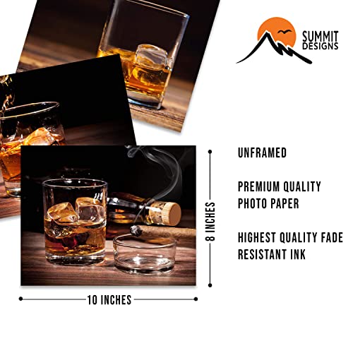 Summit Designs Whiskey Cigar Wall Decor - Set Of 3 (8X10) Poster Photos - Scotch Bourbon Vintage #TOP5